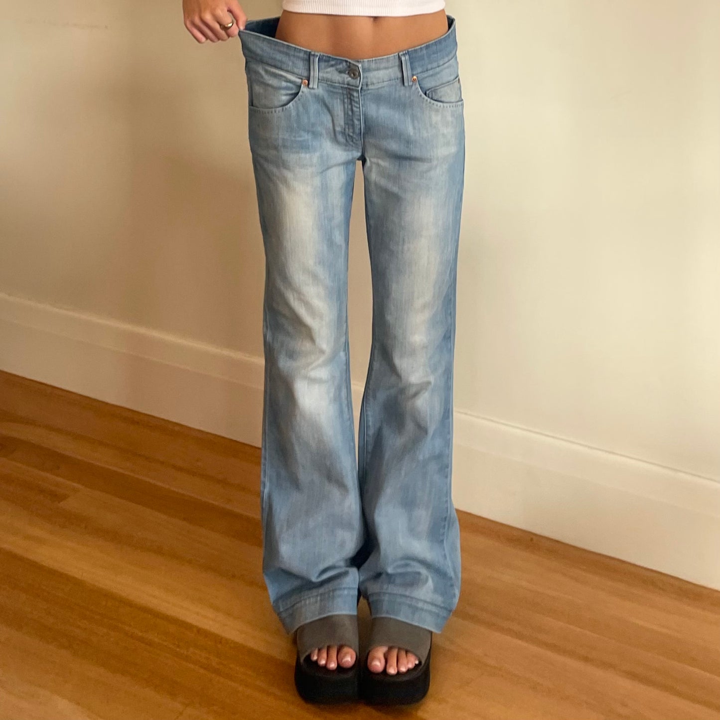 low rise flared jeans