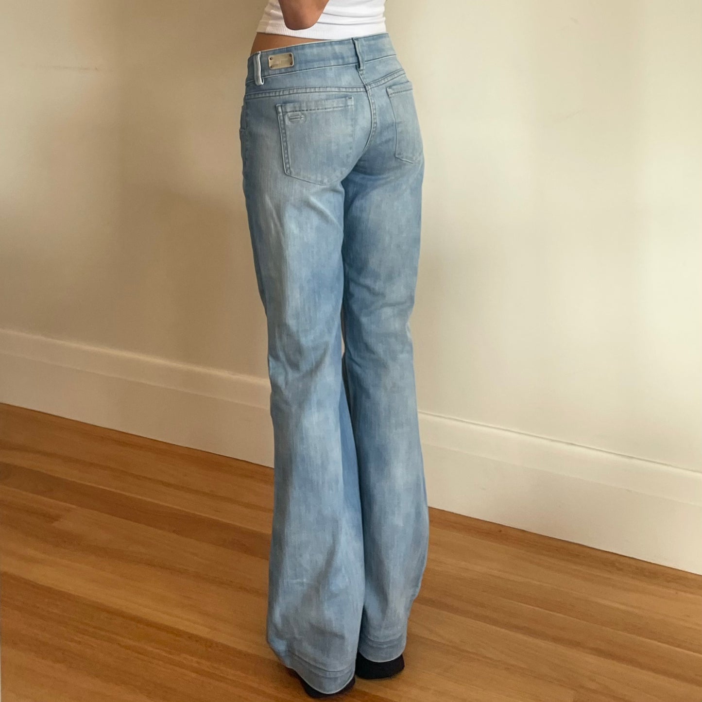 low rise flared jeans