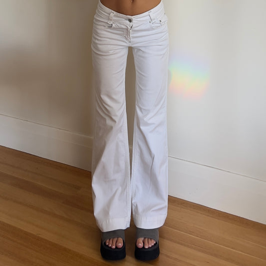 white flared jeans
