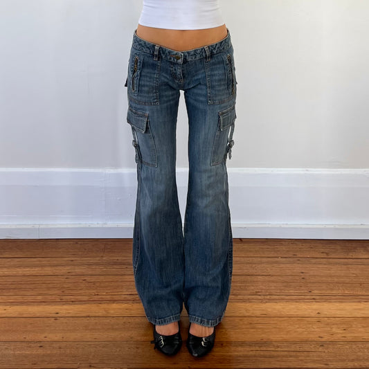 low rise cargo jeans