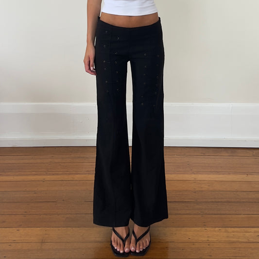 black lace-up trousers