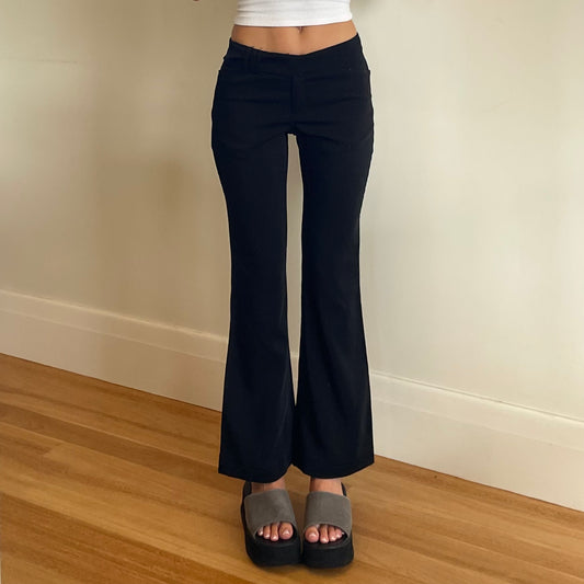 black flared trousers