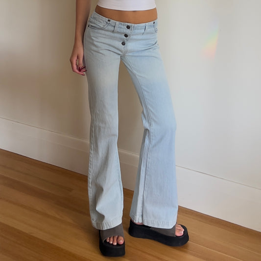 light wash flared jeans