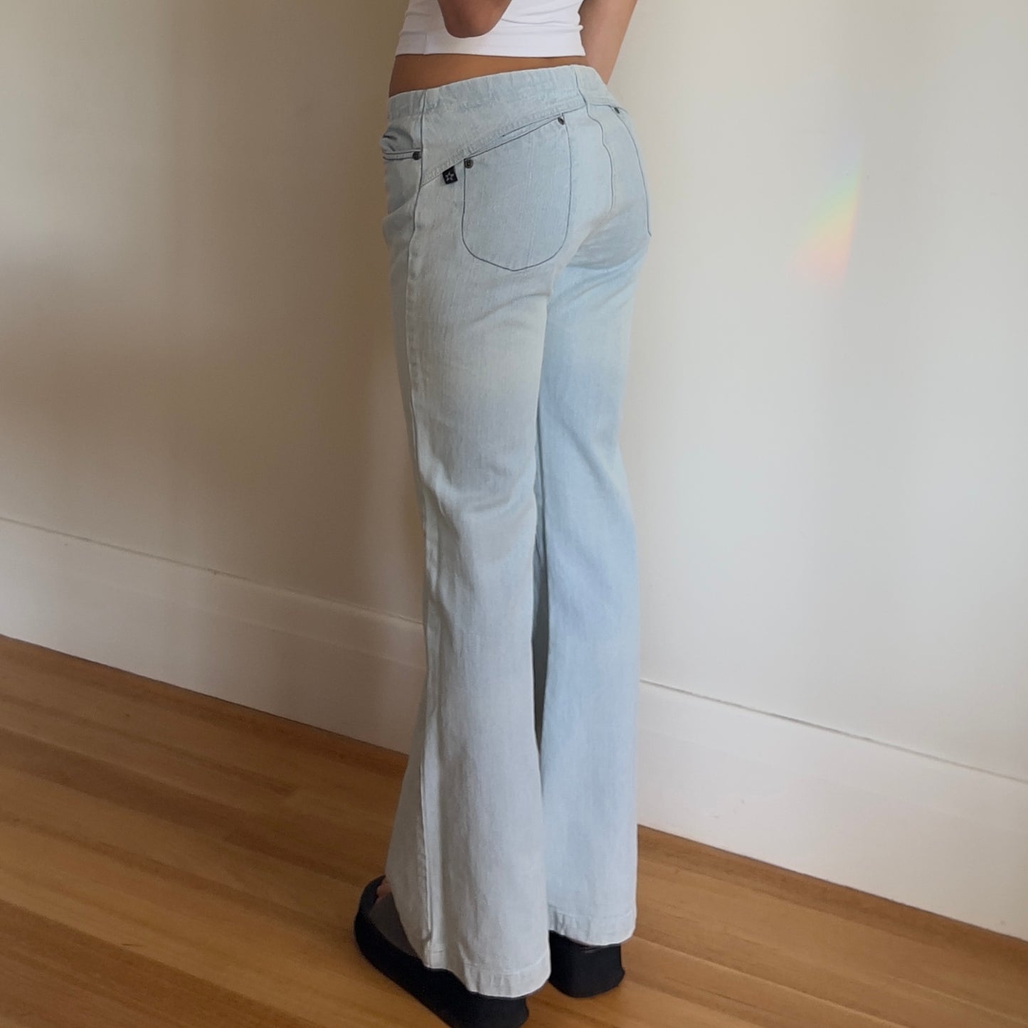light wash flared jeans