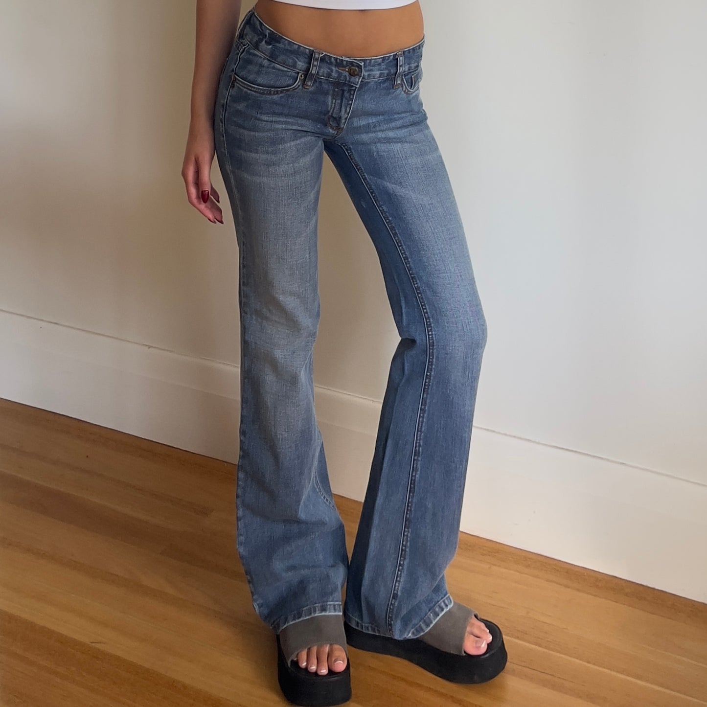 low rise bootcut jeans