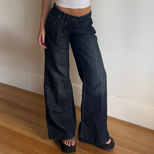 wide leg dark wash jeans