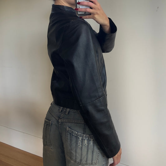 black leather jacket