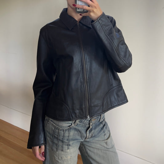 black leather jacket