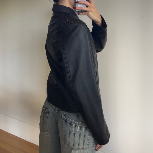 black leather jacket