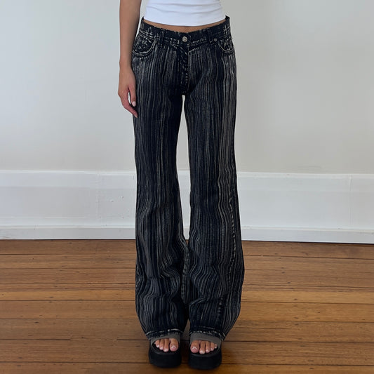 wide leg streaky denim jeans
