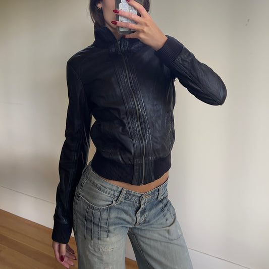 black leather jacket