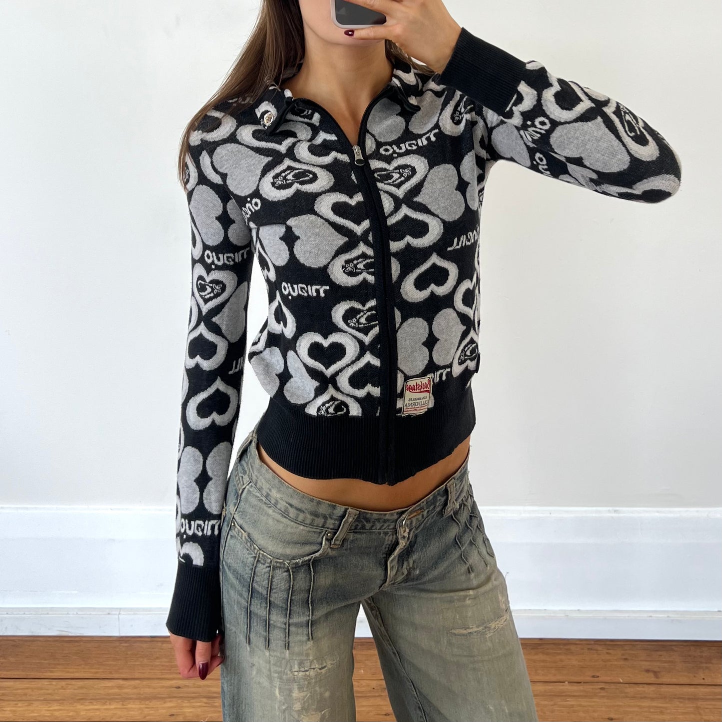 graphic zip up long sleeve