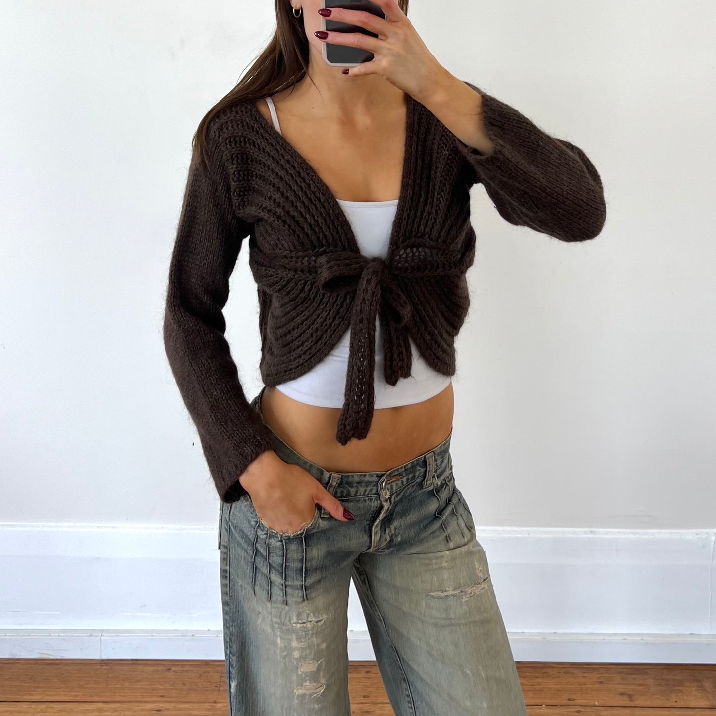 brown wool cardi