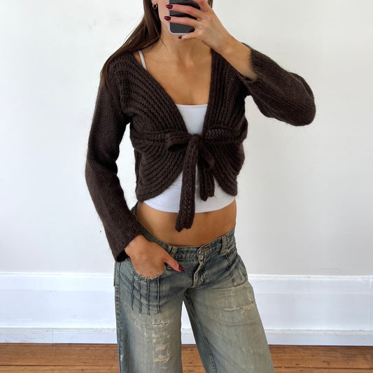 brown wool cardi