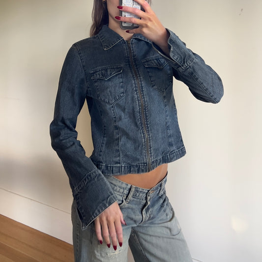 denim zip-up jacket