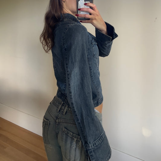 denim zip-up jacket