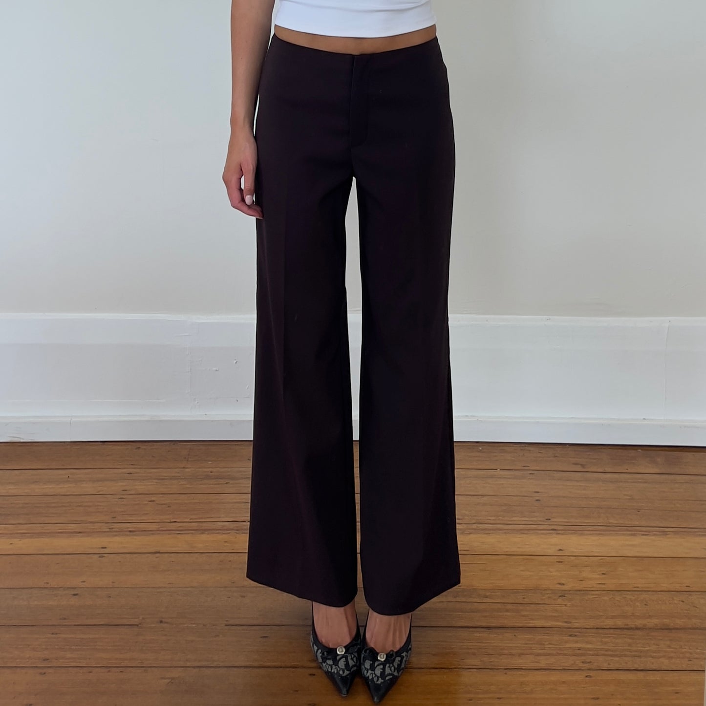 wide leg plum trousers