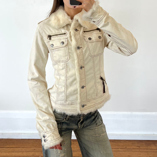 cream fur corduroy jacket