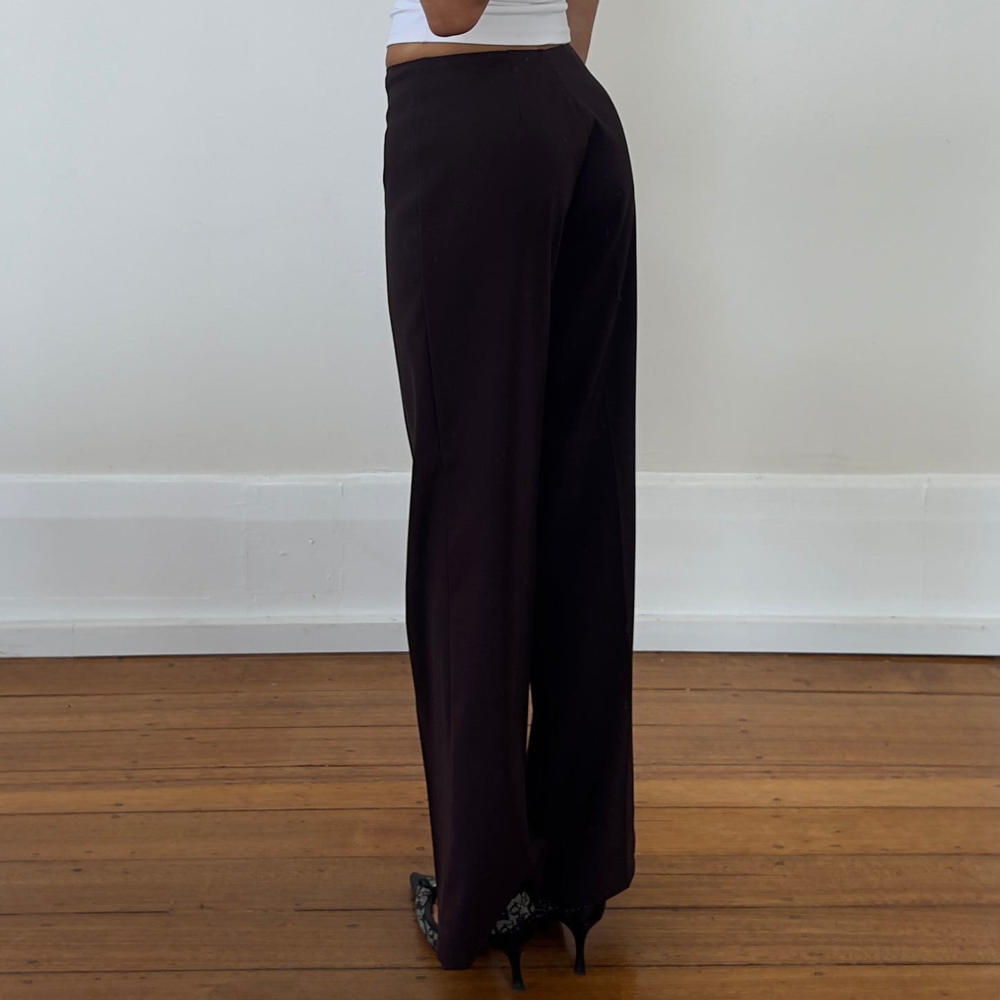 wide leg plum trousers