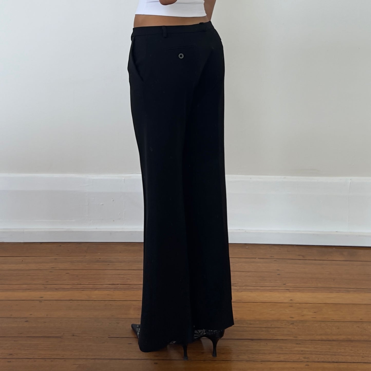 low rise wide leg trousers