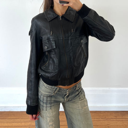 black leather jacket