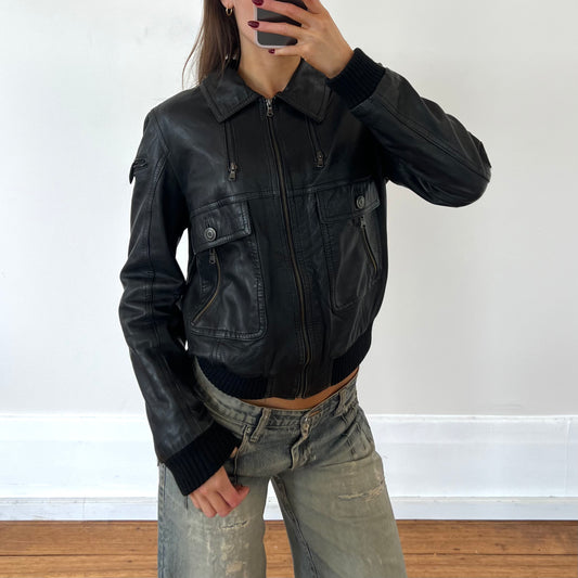 black leather jacket
