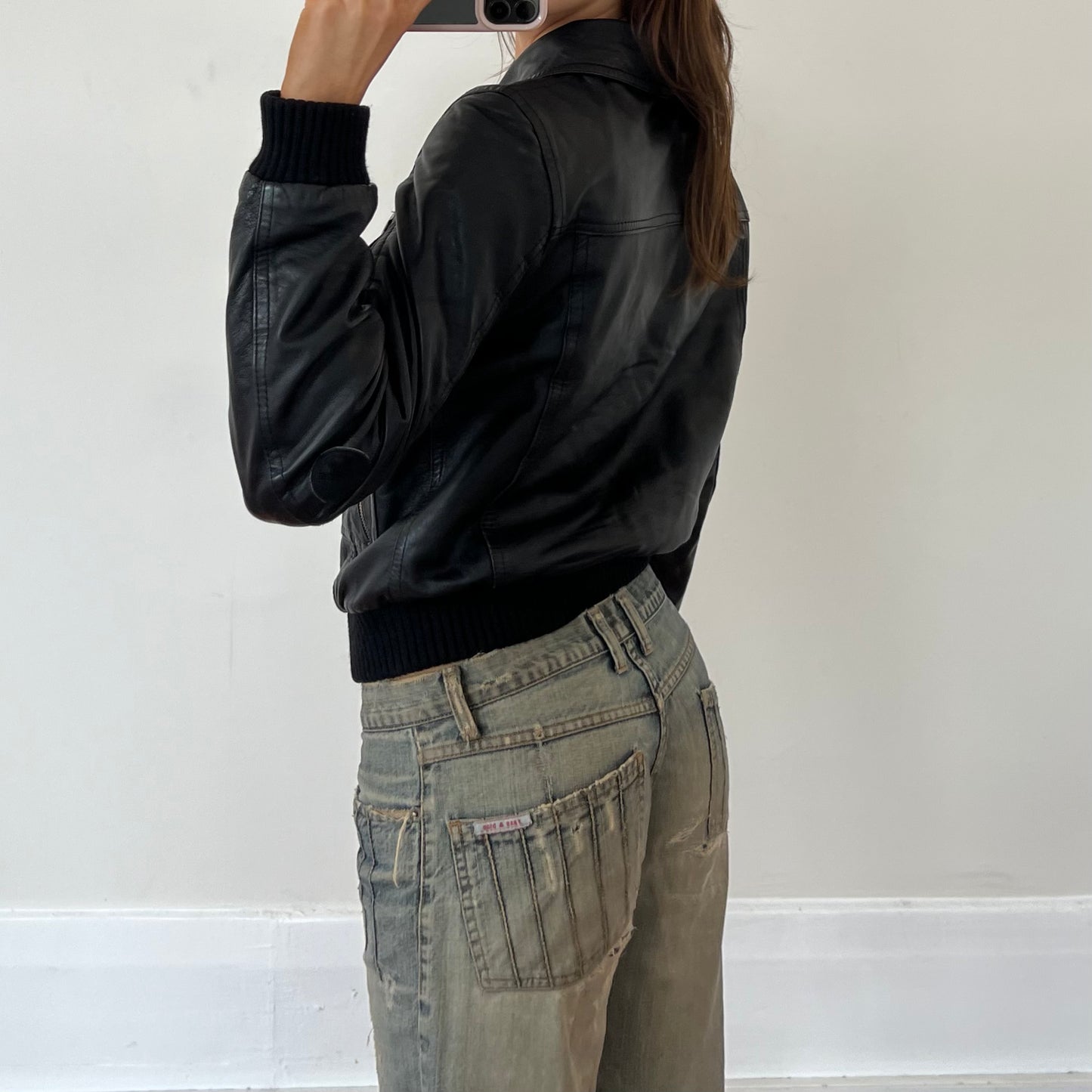 black leather jacket