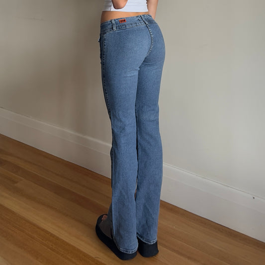 zip up low rise denim jeans