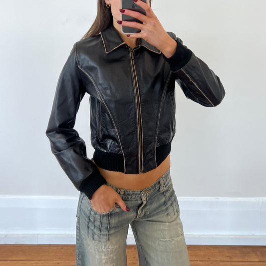 black leather jacket