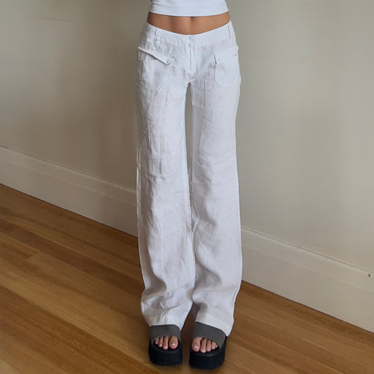 white linen pants