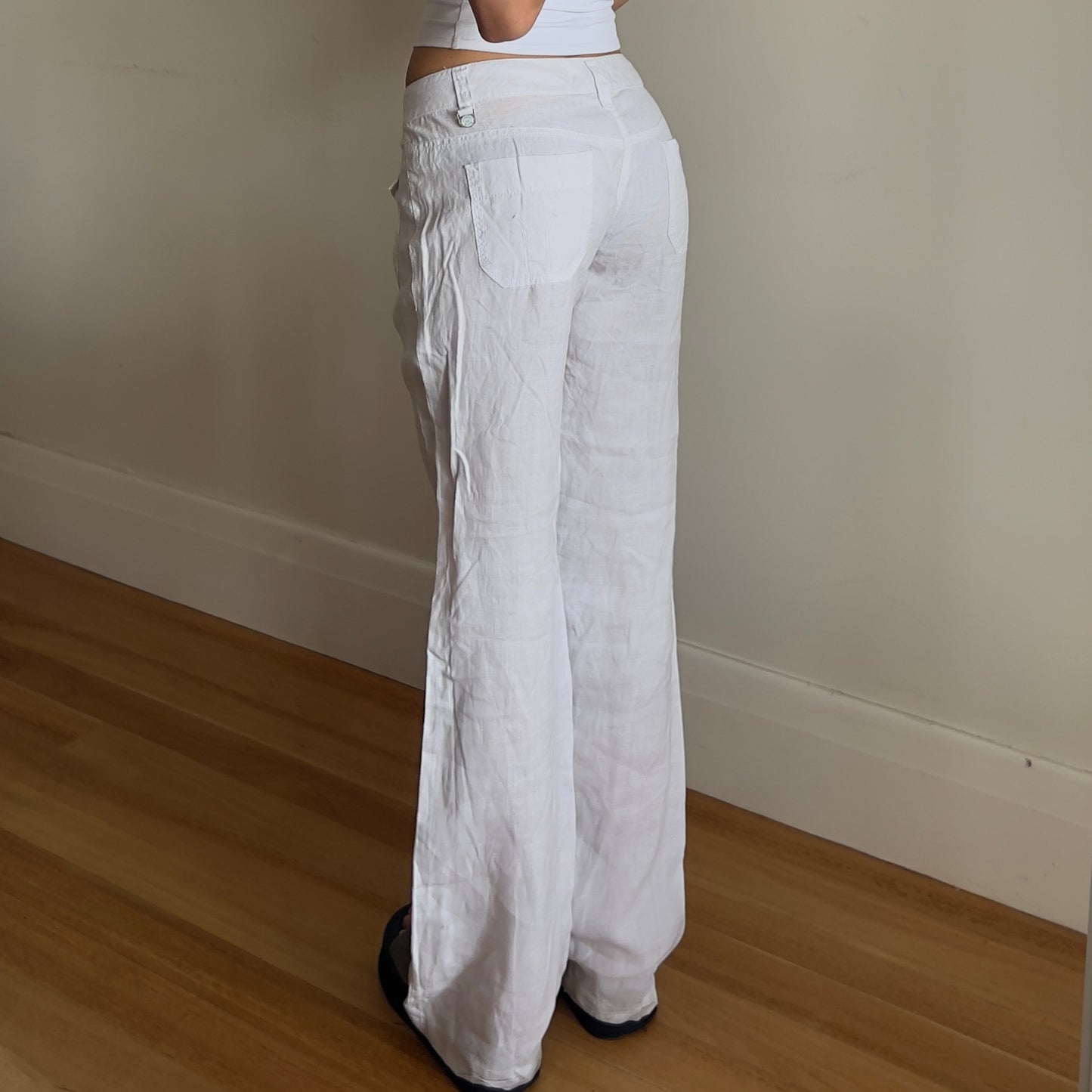 white linen pants