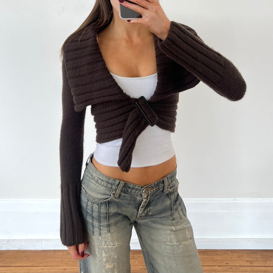 brown crop knit