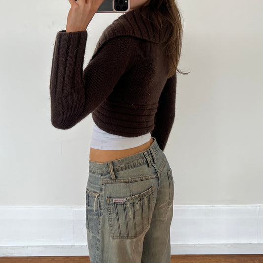 brown crop knit