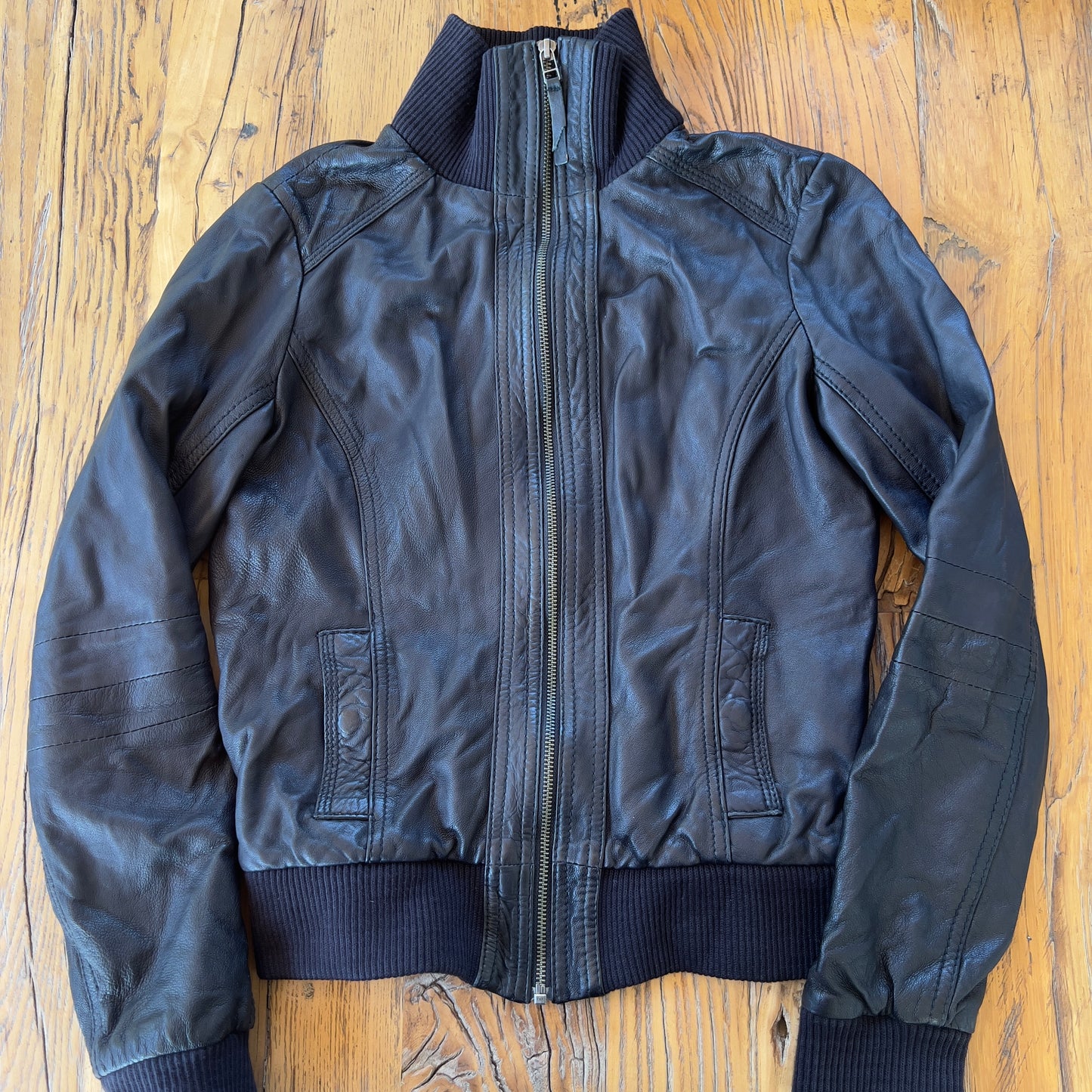 black leather jacket
