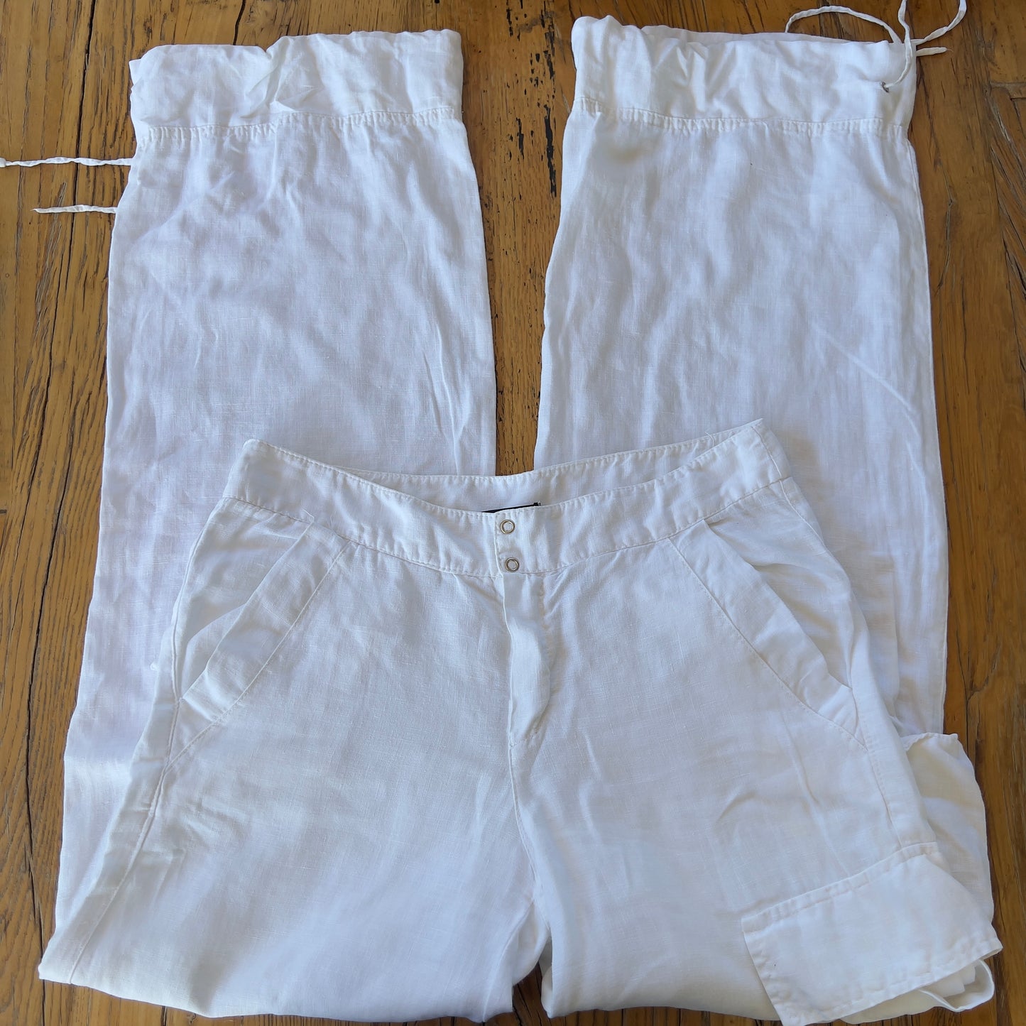 white linen pants