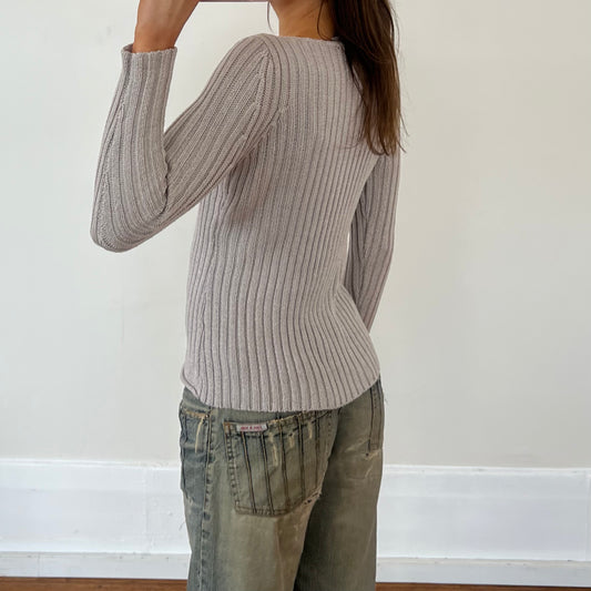 grey boat-neck knit