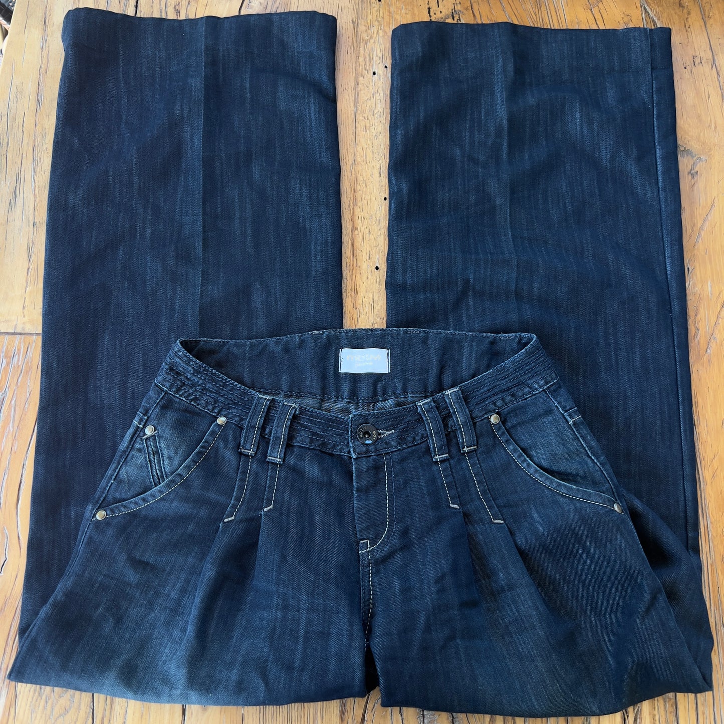 wide leg dark wash jeans