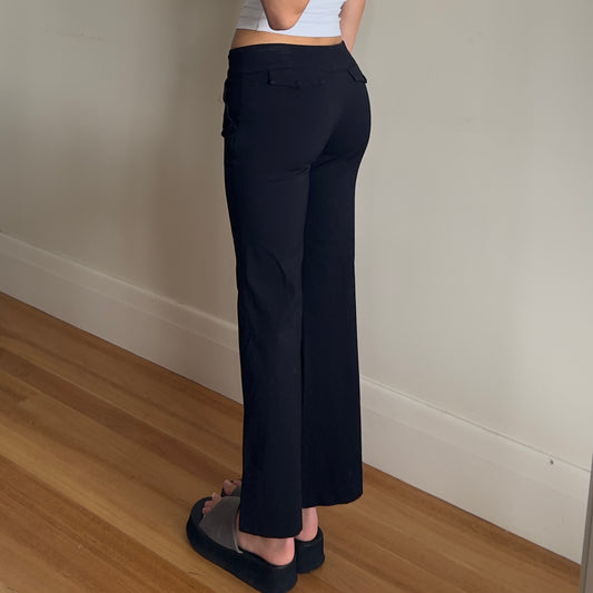 black low rise trousers