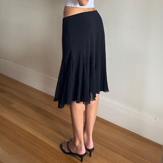 black frilly midi skirt