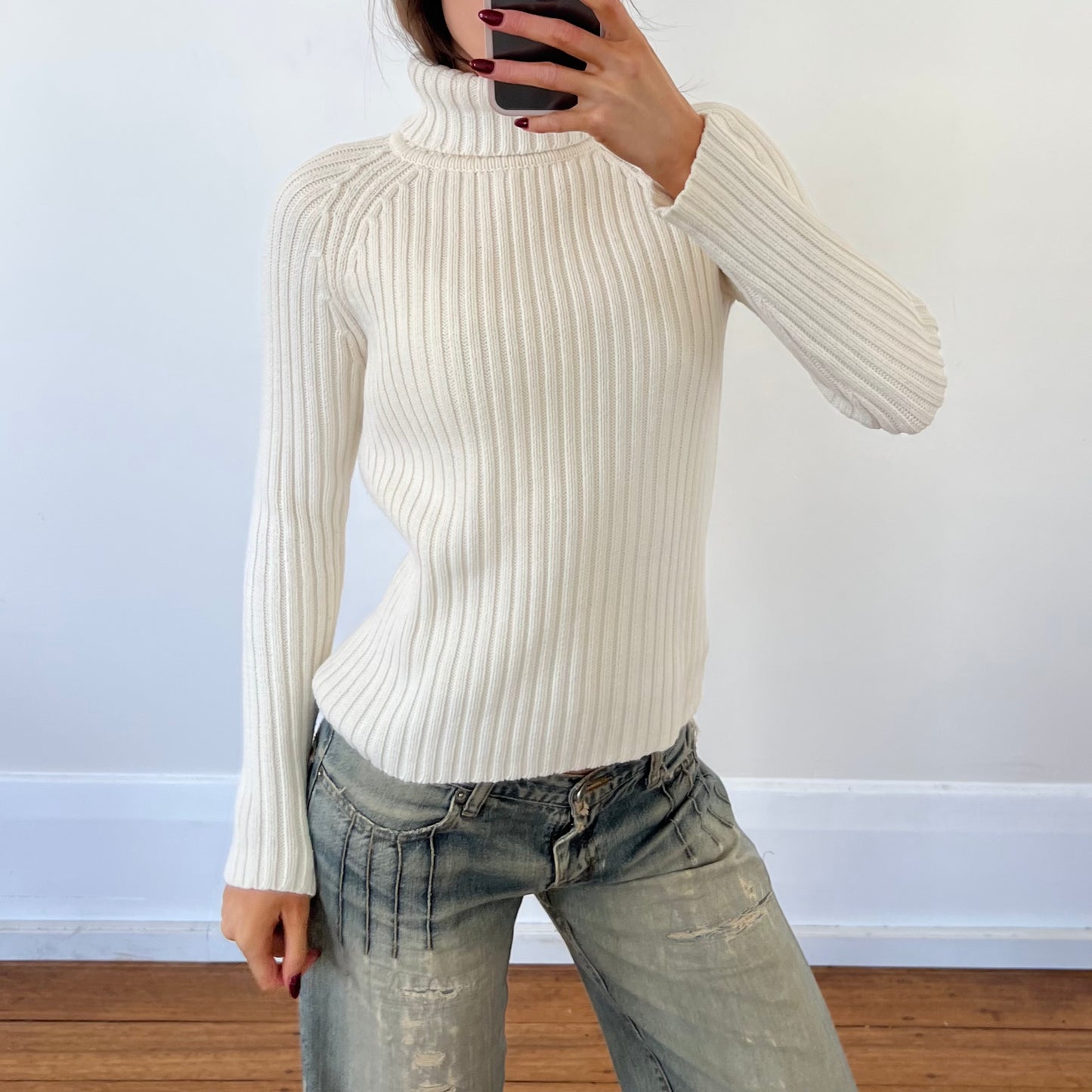 ivory ribbed knit jumper