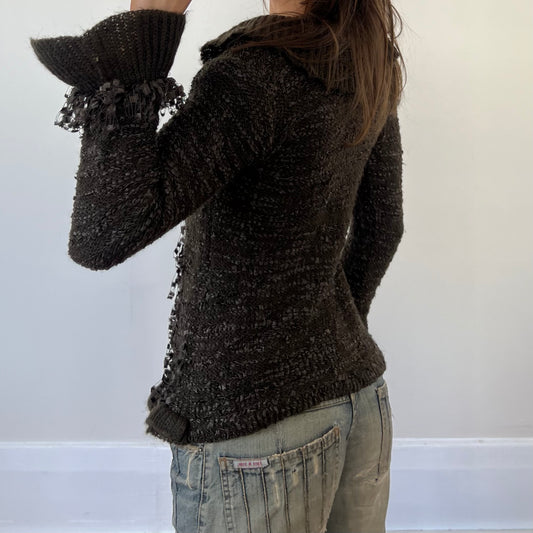 wool ruffle knit cardigan