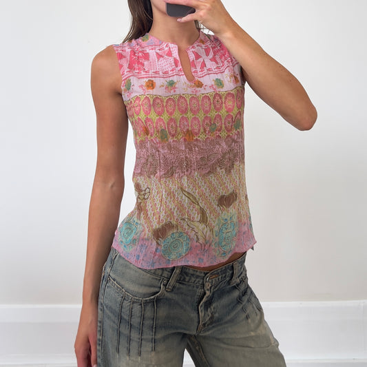 Italian graphic mesh tank