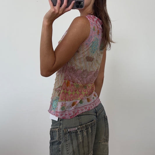 Italian graphic mesh tank