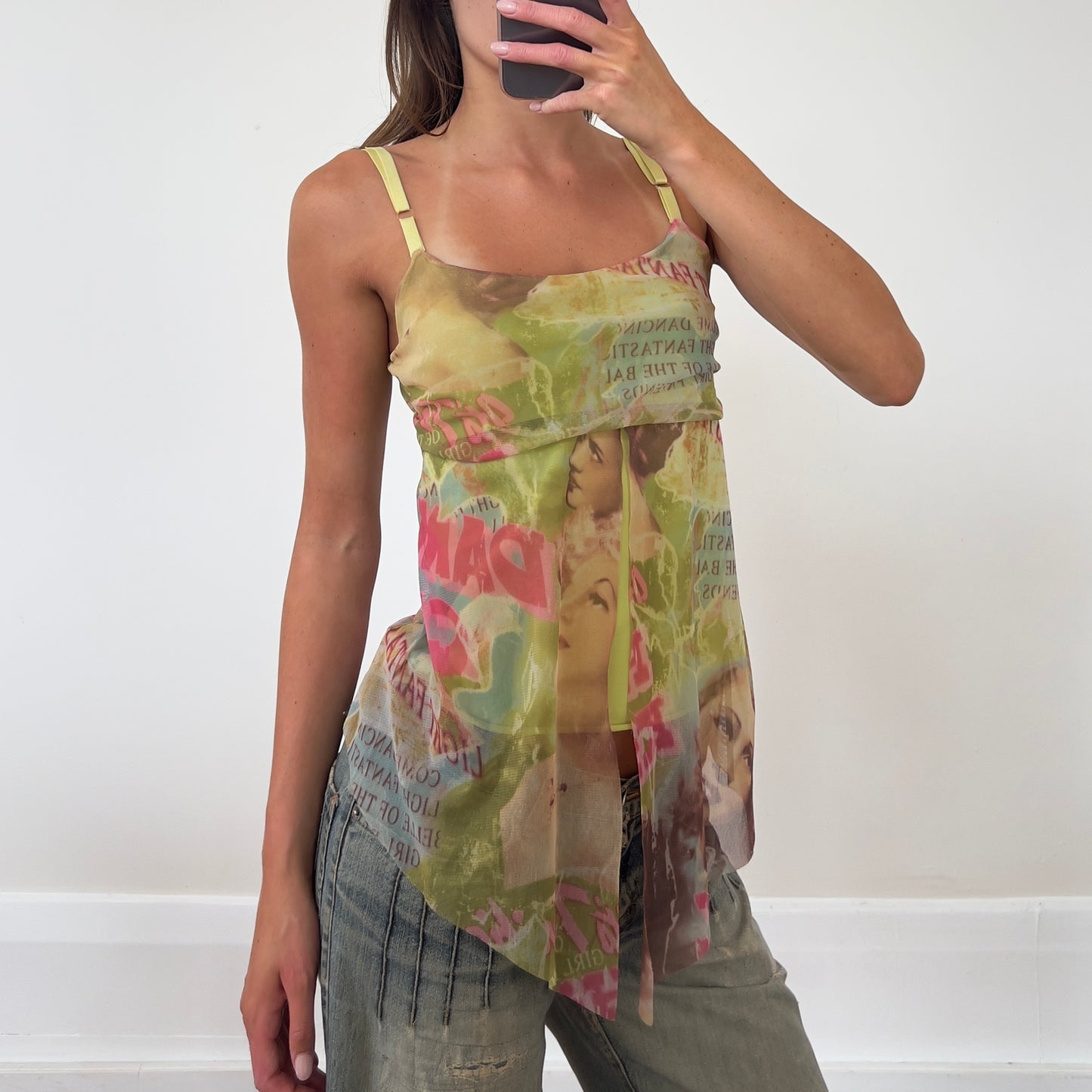 graphic mesh fairy cami