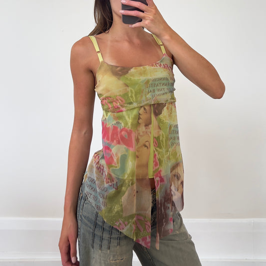 graphic mesh fairy cami