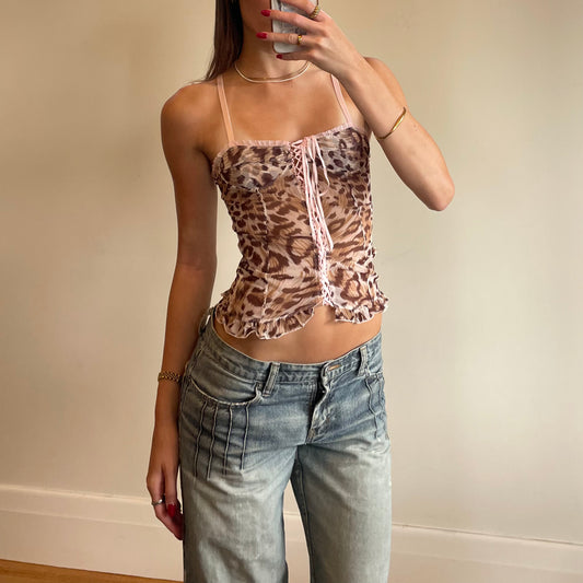 y2k leopard print cami