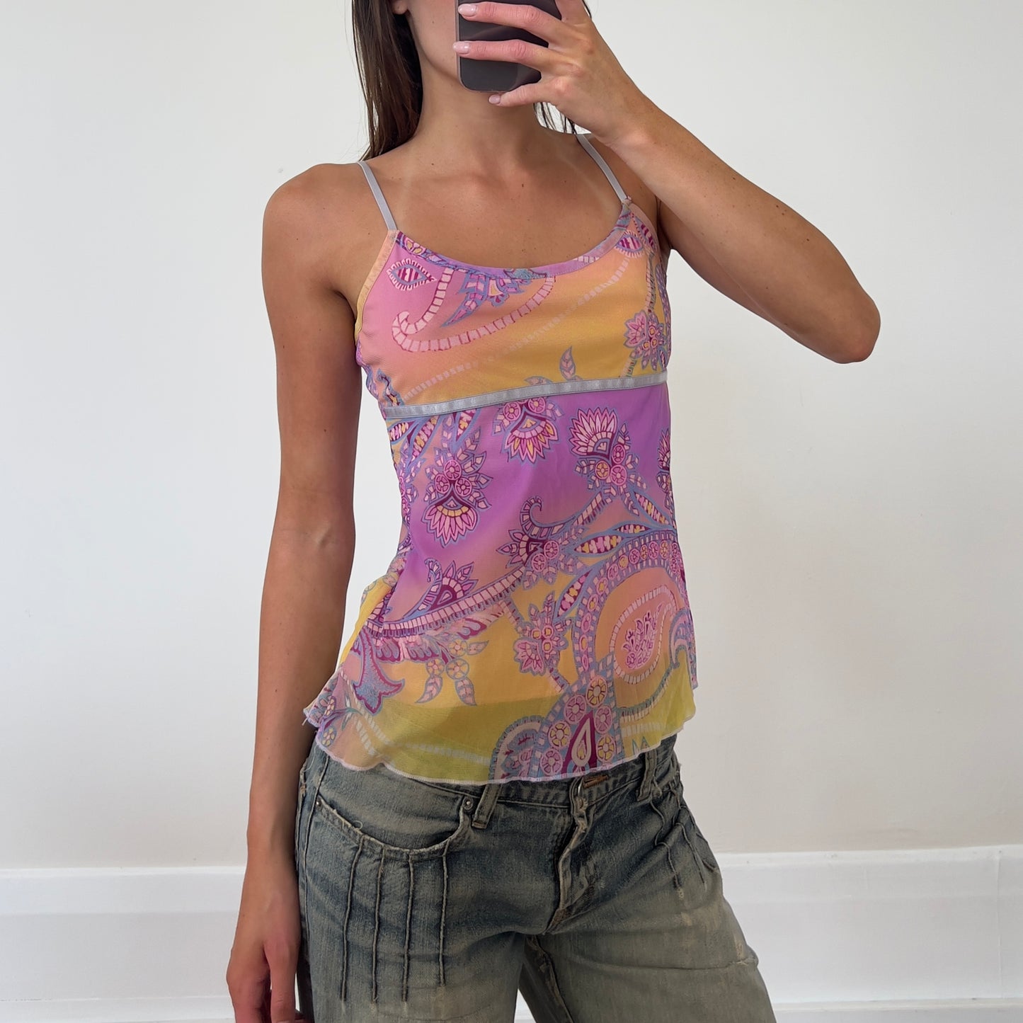 graphic mesh cami