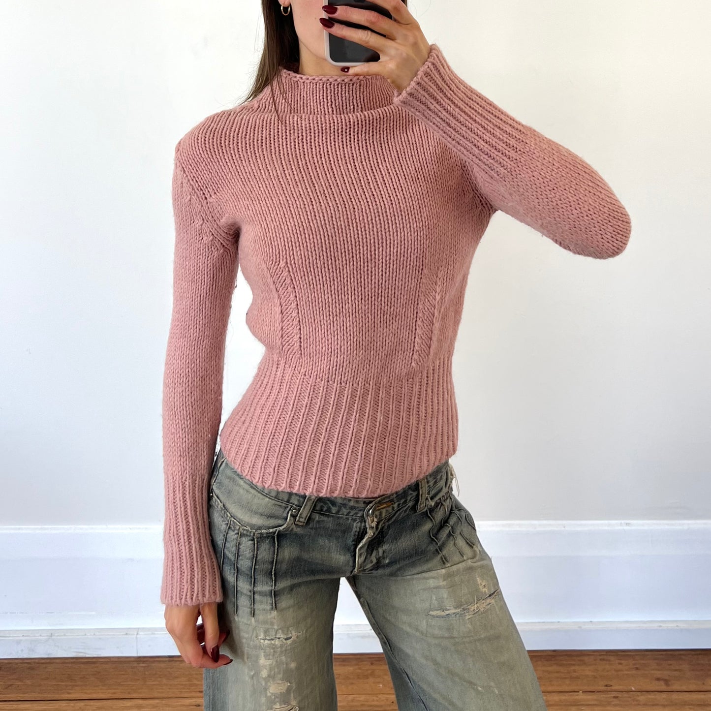 pink wool sweater