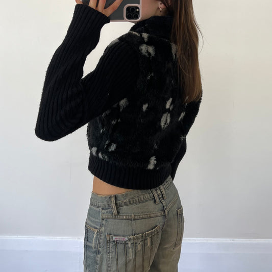 ribbed knit zip-up sweater