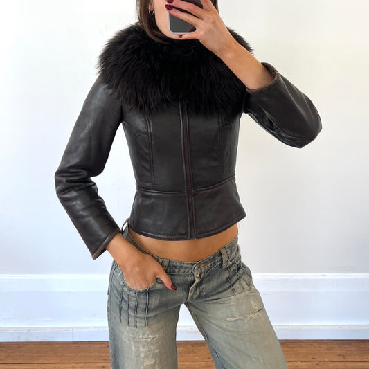 leather faux fur jacket